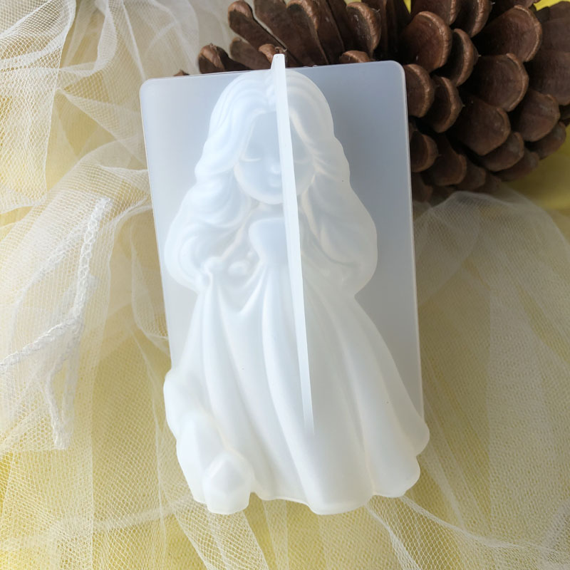 Soap Making Gifts - 3D น่ารักเจ้าหญิงซิลิโคนเทียนแม่พิมพ์ Angel สาวสบู่เรซิ่นพลาสเตอร์ทําแม่พิมพ์ DIY มนุษย์ช็อกโกแลตเบเกอรี่เครื่องมือตกแต่งบ้านของขวัญ
