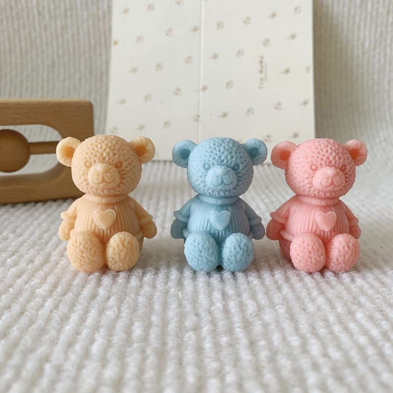 Soap Making Equipment For Beginners - Mini Love Bear เทียนแม่พิมพ์ซิลิโคน DIY หมีน่ารักหัตถกรรมปูนปลาสเตอร์เรซินแม่พิมพ์ปูนซีเมนต์