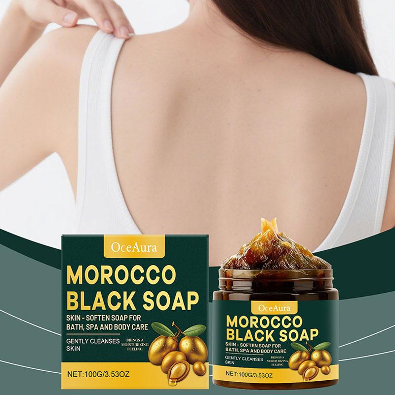 Castor Oil Soap - สบู่ดำโมร็อกโก ทำความสะอาดล้ำลึก บำรุงผิวอย่างอ่อนโยน ช่วยเพิ่มความชุ่มชื้น ด้วยน้ำมันมะกอกและน้ำมันอาร์แกน เพื่อผิวเนียนนุ่ม