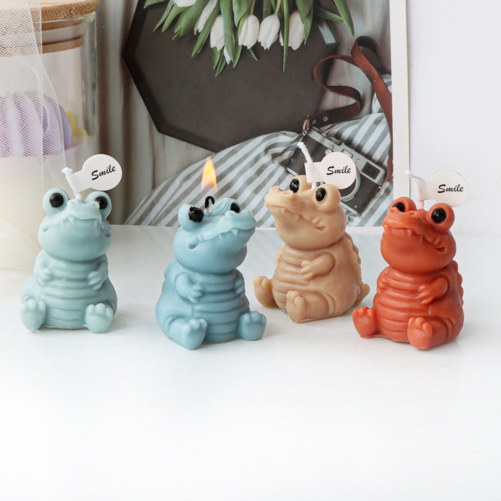 Soap Making Gifts - 3D น่ารักจระเข้เทียนแม่พิมพ์ซิลิโคนน่ารัก SMILE จระเข้สบู่เรซิ่นพลาสเตอร์เค้กเบเกอรี่แม่พิมพ์สําหรับตกแต่งบ้านของขวัญทํา