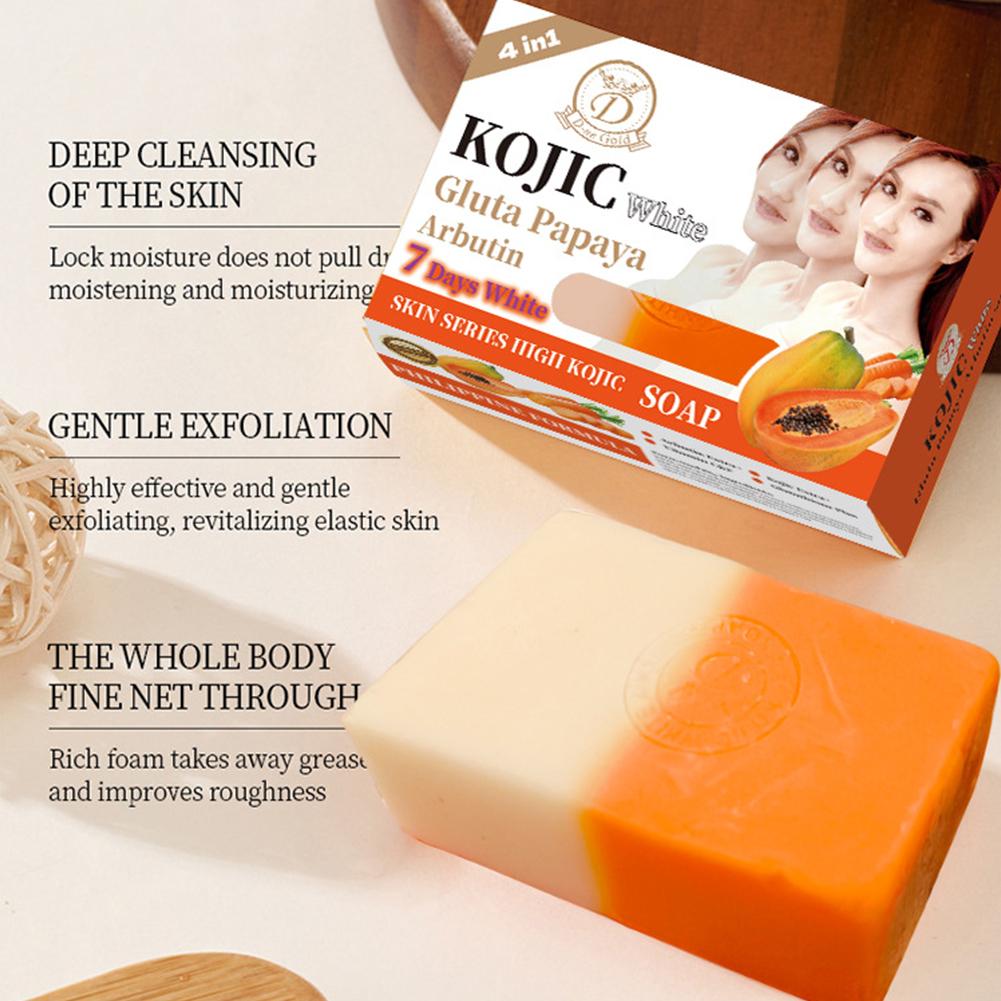 Castor Oil Soap - สบู่มะละกอผสมโคจิกแอซิด 160 กรัม น้ำมันหอมระเหย วิตามินซี ทำความสะอาดผิว