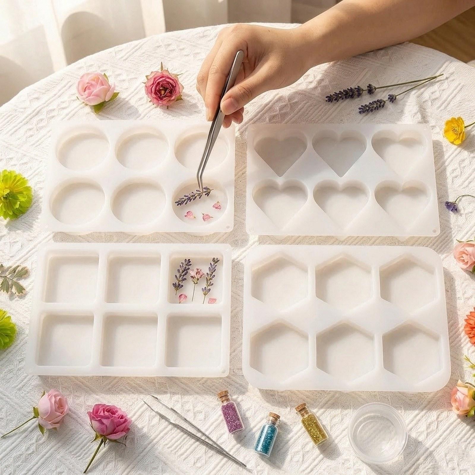 Soap Making Gel - แม่พิมพ์เรซิ่นแบบลึก 4 ชิ้น ของขวัญสำหรับงานเรซิ่นอีพ็อกซี่ DIY งานฝีมือ