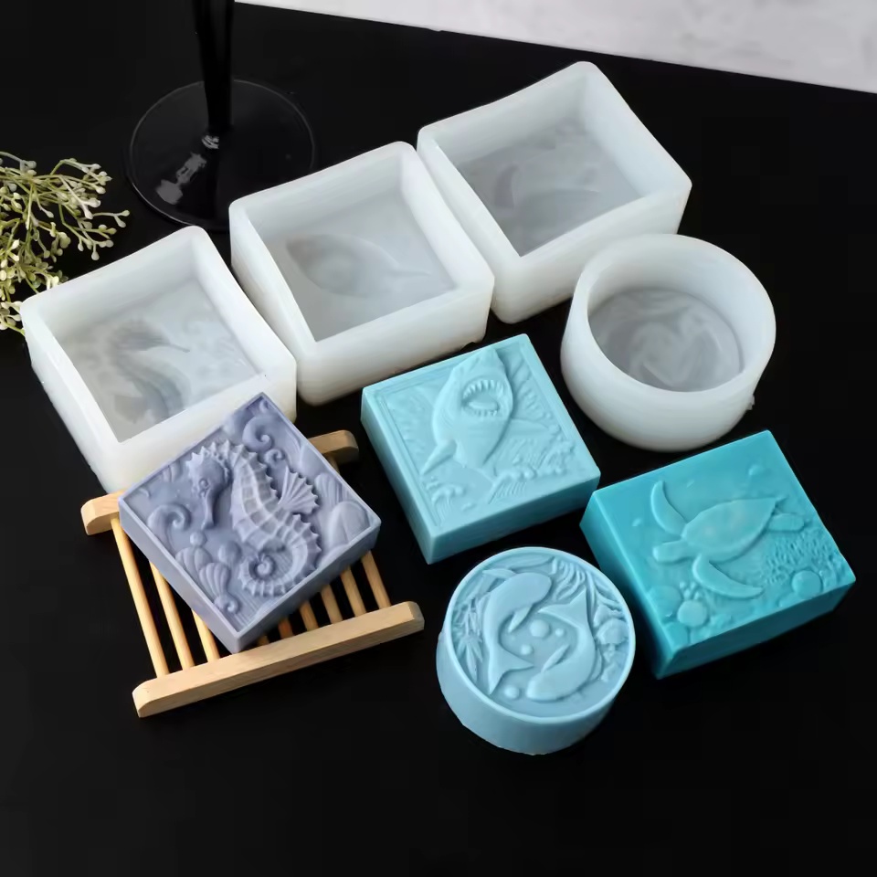 Soap Making Gifts - แม่พิมพ์สบู่ซิลิโคนรูปม้าน้ำ 3 มิติ DIY แม่พิมพ์เทียนรูปเต่าทะเล ฉลาม