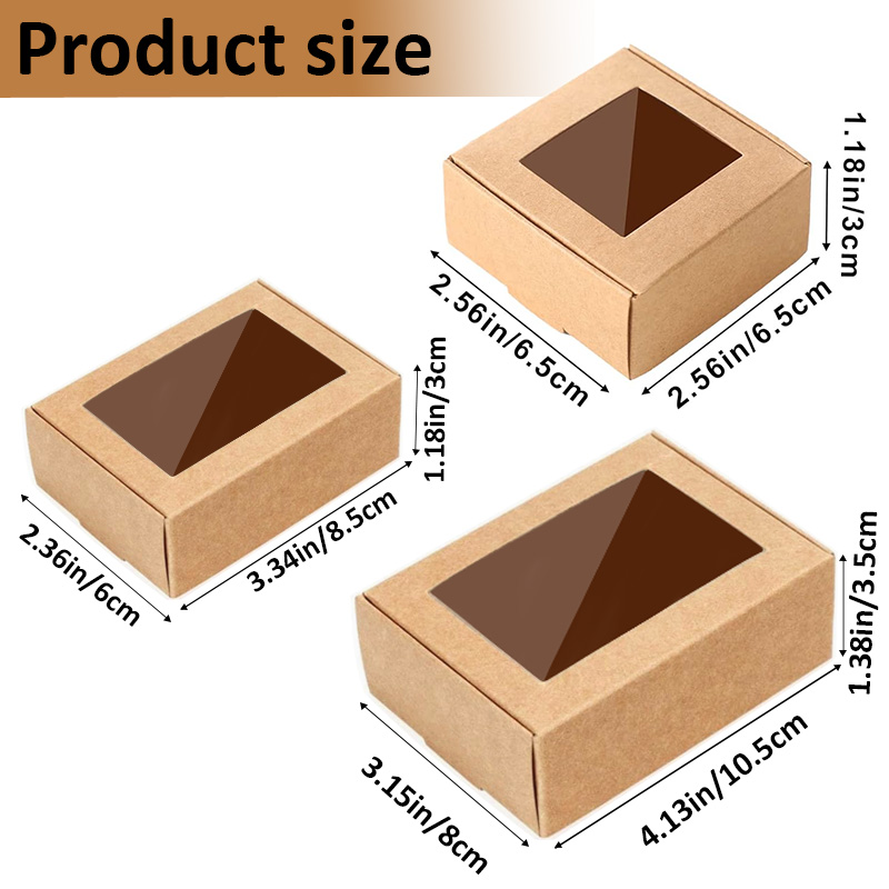 Soap Making Gifts - 15/35/50 ชิ้น กล่องสบู่บรรจุภัณฑ์ทำเอง กล่องของขวัญขนาดเล็ก มีหน้าต่าง สำหรับบรรจุภัณฑ์ของขวัญทำสบู่ขนม