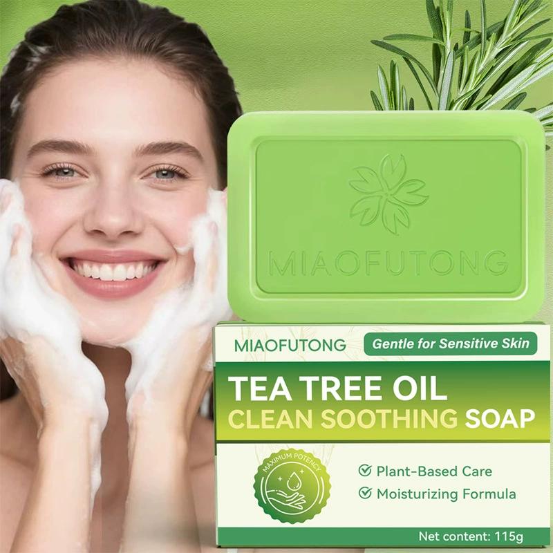 Castor Oil Soap - สบู่น้ำมันทีทรี สบู่ธรรมชาติสำหรับทำความสะอาดผิวกาย ควบคุมความมันบนใบหน้า บำรุงผิวชุ่มชื้น ปลอบประโลมผิวอย่างอ่อนโยน สบู่ขัดผิว