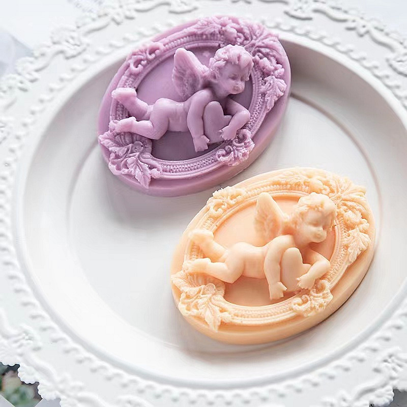 Soap Making Gifts - 3D Angel เด็กรูปซิลิโคนสบู่แม่พิมพ์ Handmade รูปไข่ยิปซั่มสบู่เรซิ่นทําเค้กช็อกโกแลตเทียนแม่พิมพ์ของขวัญ CRAFT