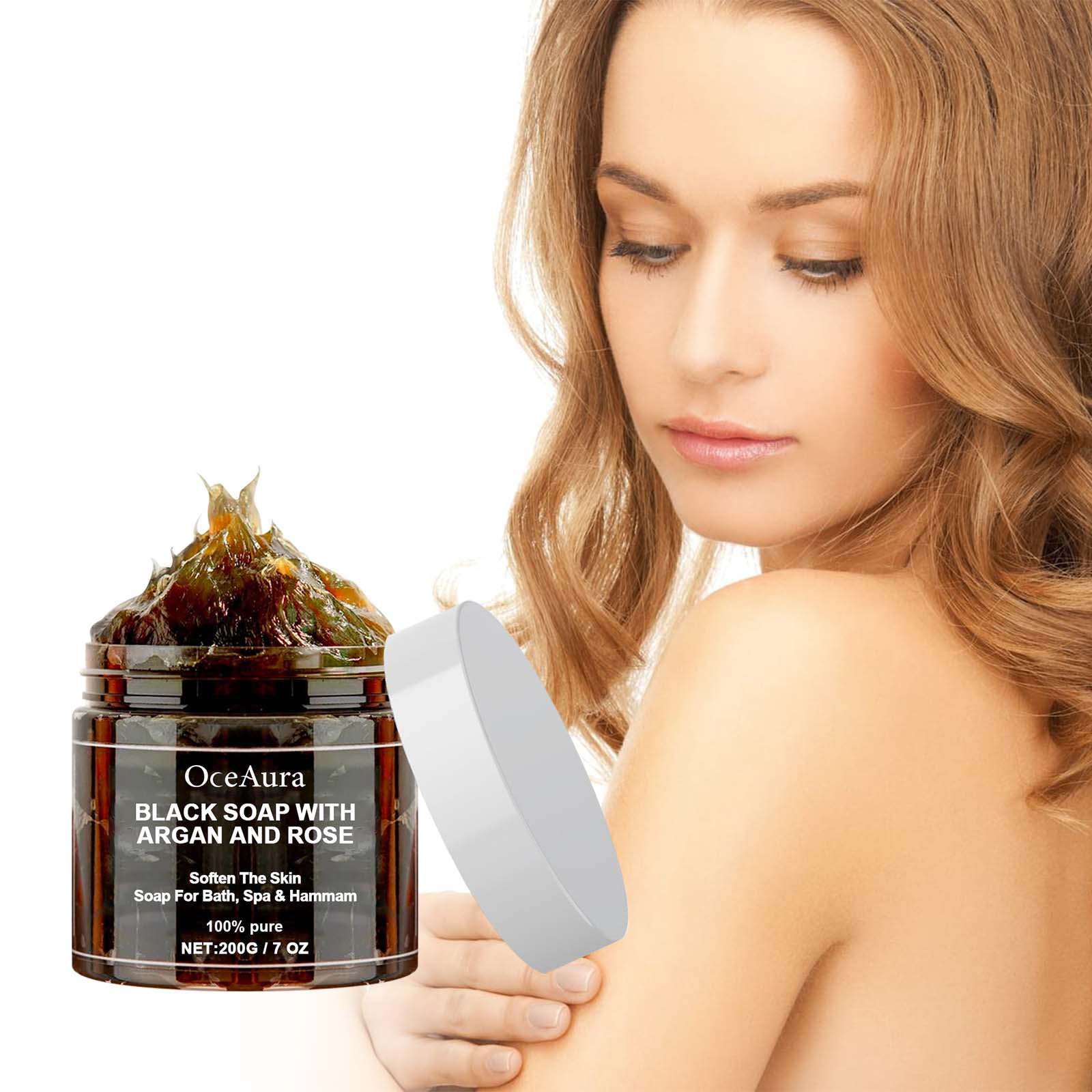 Castor Oil Soap - สบู่ดำโอเชียร่า ผสมอาร์แกนและโรส บลэк เบลดี โซป เหมาะสำหรับขจัดเซลล์ผิวที่ตายแล้ว